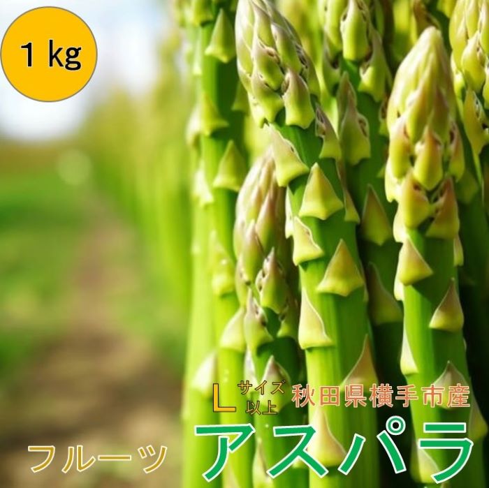 アスパラ 1000g L品以上 秋田県産 横手市 野菜 食品 送料無料 産地直送 農家直送 朝穫れ まるで果物 甘くておいしい フルーツアスパラ