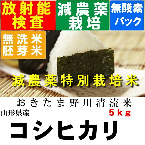 新米30年産　 山形県産特別栽培米コシヒカリ玄米5kg【北海道〜近畿地方のみ送料無料】【中国・四国・九州・沖縄地方は追加運賃】