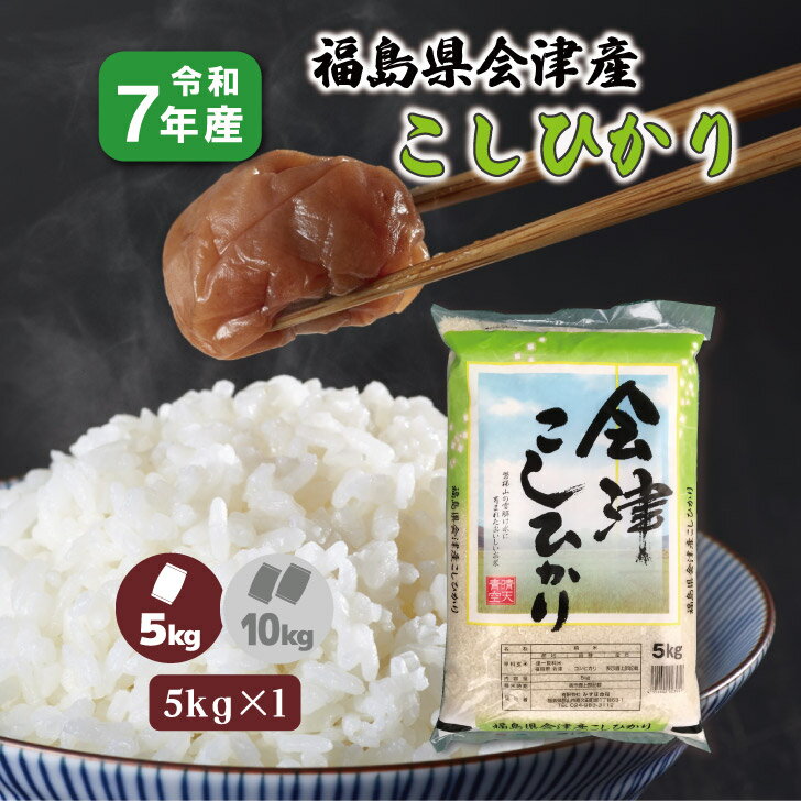 【5kg×1袋】 7年産 福島県 会津産こしひかり 5kg 