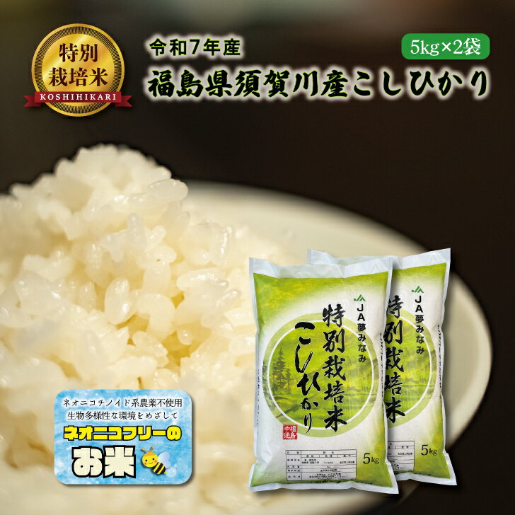 【5kg×2袋】7年産 福島県 須賀川産 特別栽培米 こしひかり 10kg 岩瀬清流米 ネオニコチノイド系農薬不使用 白米 精米 10キロ 1等米 お米 低農薬 高級米 ブランド米 送料無料 贈答用