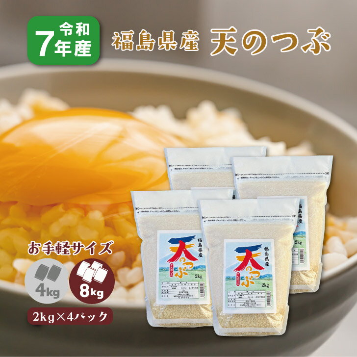 【2kg×4】7年産 福島県産天のつぶ 8kg 8キロ 白米 天の粒 精米 1等米 ブランド米 お米 送料無料