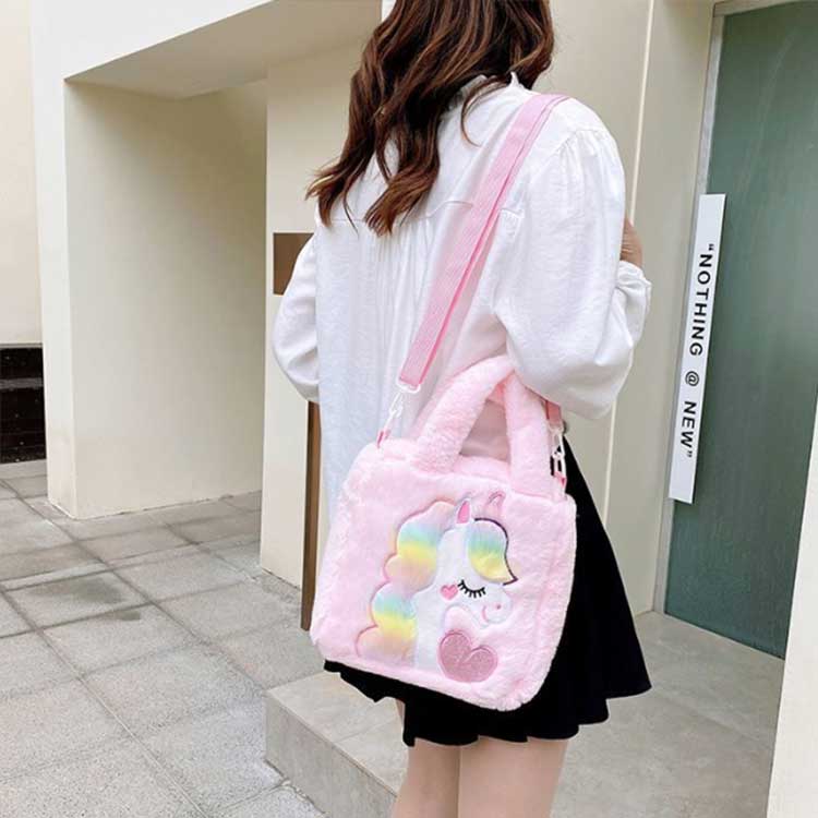 可愛い 2wayバッグ ユニコーン ショルダー キュート バッグ もこもこ トート 女の...
