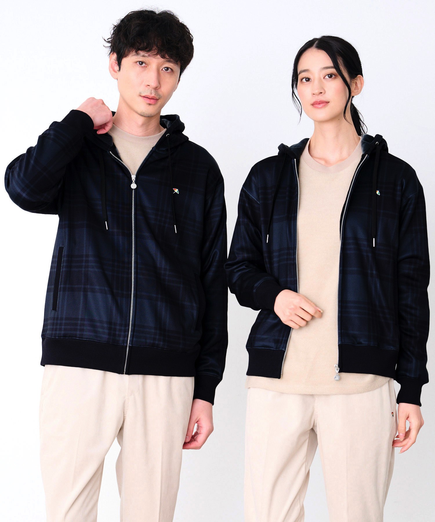 【公式】 送料無料 アーノルドパーマー ピーチシャギー シェア チェックプリント ジップパーカー 男女..