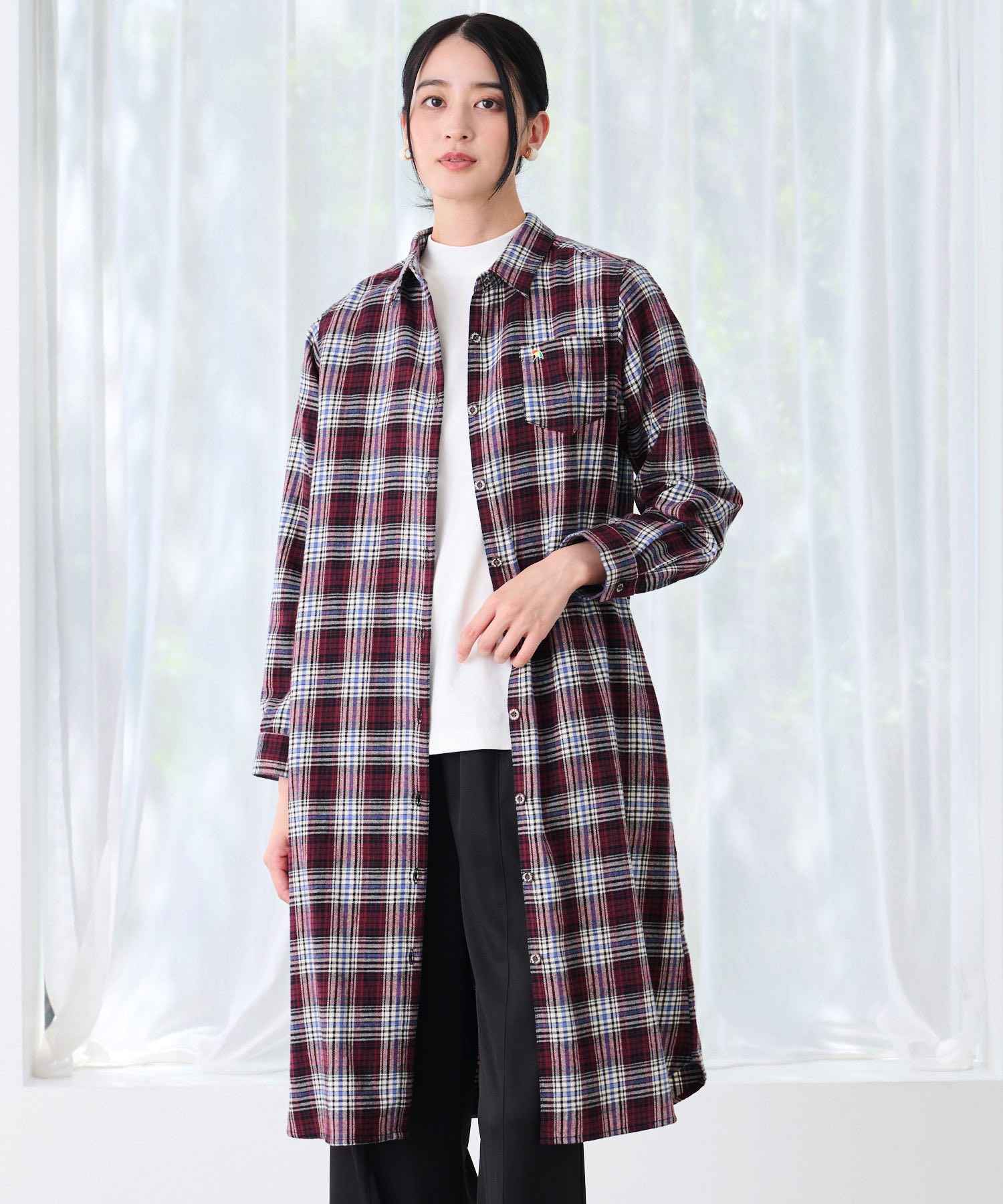 【公式】 セール 20%OFF アーノルドパーマー 先染めチェック シャツワンピース レディース レッド ベージュ ブルー シンプル カジュアル 秋 冬 ママ ...