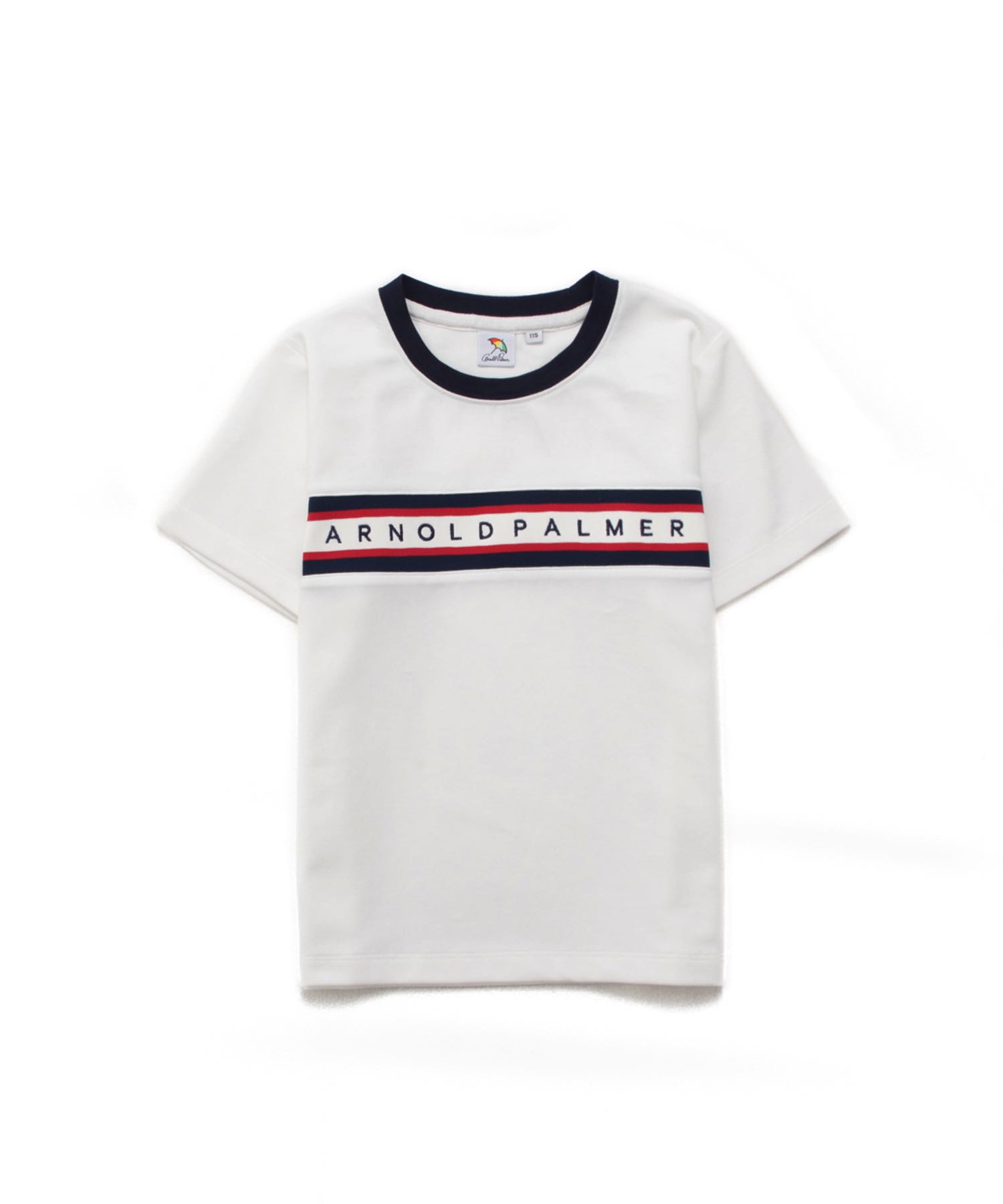 【公式】 アーノルドパーマー 【汗染み防止】パネルリブラインTシャツ キッズ ホワイト ライトベージ