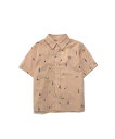 【公式】 セール 20%OFF アーノルドパーマー アート総柄半袖 シェア シャツ キッズ ホワイト ベージュ ネイビー シンプル カジュアル 春 夏 通園 通学 幼稚園 小学生 女の子 男の子 公園 デイリー アート総柄 おしゃれ レギュラーカラー お揃いコーデ 25ss