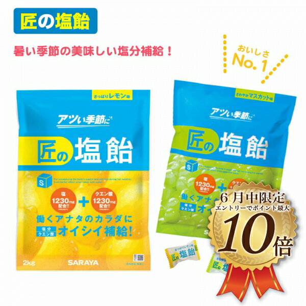 [6月はエントリーでポイント10倍]熱中症対策 塩飴サラヤ[匠の塩飴]　750g（レモン/マスカット）　暑さ対策　塩分補給　クエン酸　塩あめ　キャンディー　スポーツ　作業