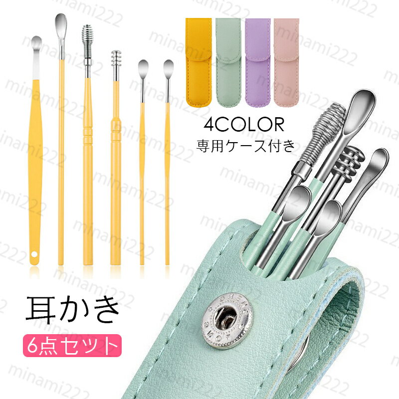 耳かき 耳掃除 (#br69) 6点セット 耳用 大きい 小さい 手入れ 耳くそ 耳垢 クリーナー スパイラル プロ仕様 ステンレス製 耳掻き イヤークリーナー 専用ケース付き 携帯 持ち運び
