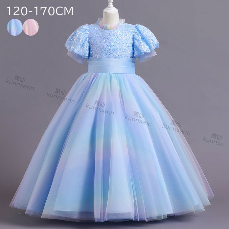 2023新品入荷 ワンピース 子供 キッズ ドレス ロング 発表会 ドレス 結婚式 ピンク ブルー キッズ ピアノ ドレス 120 130 140 150 160 170cm