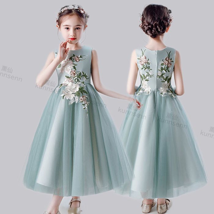 送料無料 子供ドレス 発表会 フォーマル 結婚式 キッズドレス ロングドレス ジュニアドレス ピアノ 七五三 コンクール 超人気　ワンピース 110-160cm