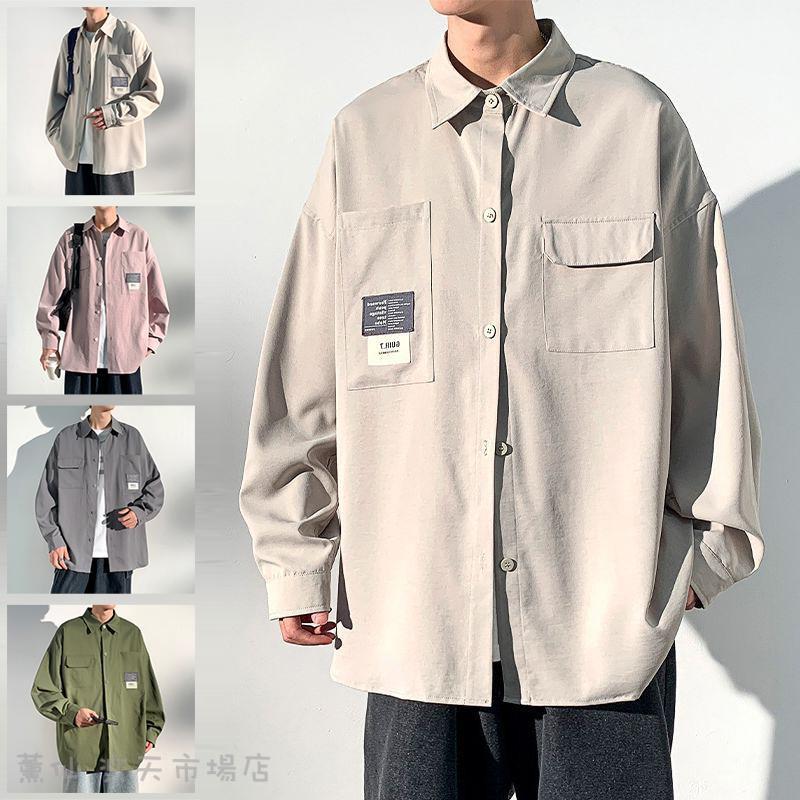 乐天商城 - シャツ メンズ 長袖 ワークシャツ シャツジャケット ポケット付き ストリート 作業服 ワークウェア カジュアルシャツ 無地