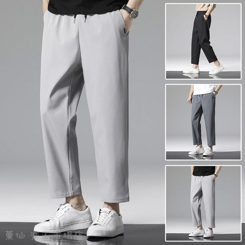 Skinney Pants - チノパン メンズ ストレッチ スリム ボトムス 薄手 冷感 通気性 涼しい ストレート 快適 夏 速乾 カジュアル おしゃれ ワンサイズアップおすすめ