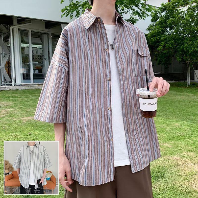 乐天商城 - シャツ メンズ 半袖 夏 ビジネス トップス 無地シャツ カジュアルシャツ ゆったりシャツ 夏サマー おしゃれ