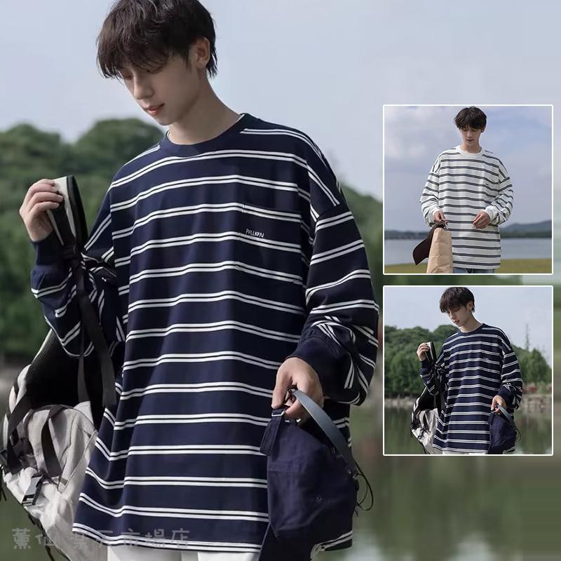 PORTER - Tシャツ メンズ 長袖 ボーダー ロンT メンズ 春秋服 Tシャツ クルーネック カットソー トップス スリム アメカジ 秋