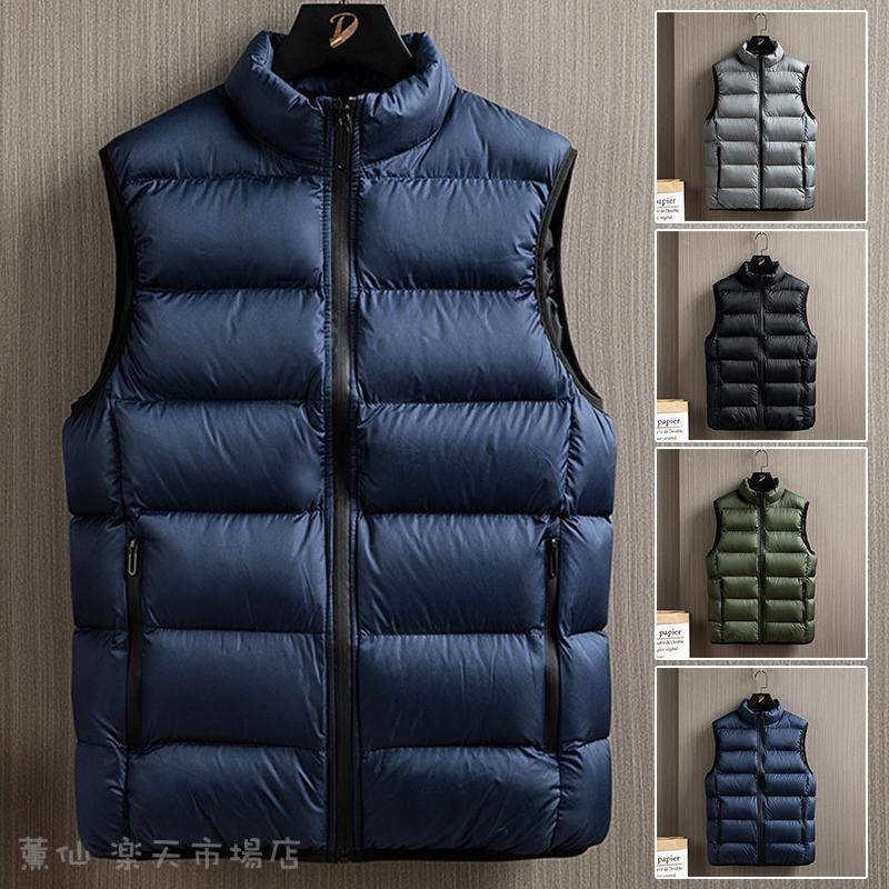 中綿ダウンベスト メンズ インナーベスト ブルゾン アウター あったか 防寒着 前開き トップス おしゃれ 定番 ビジネス 無地 冬服