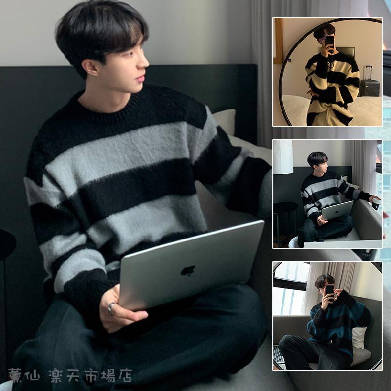 Rakuten - ニットセーター メンズ 秋冬 40代 ニットソー クルーネック おしゃれ ゆったりプルオーバー 防寒 あったか