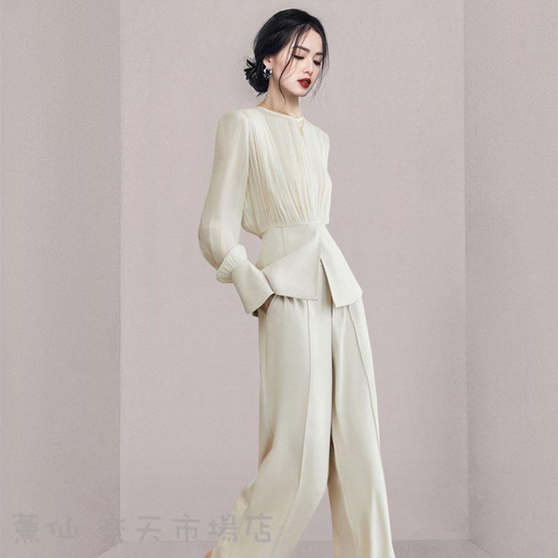 レディース 春 セットアップ 夏 秋 ワイドパンツ 2点セット 長袖 服 母 入学式 卒...
