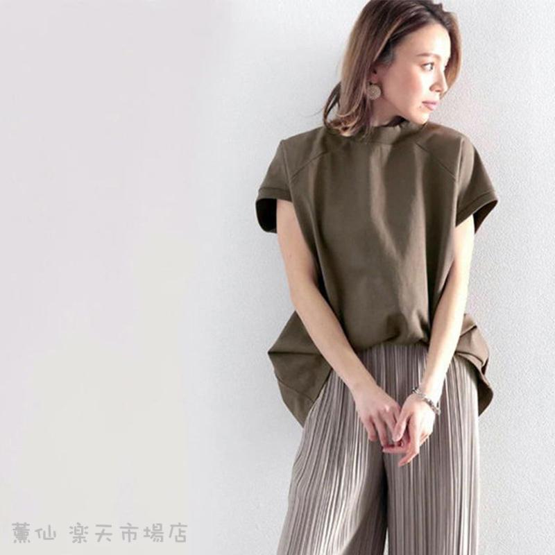 襟付き Tシャツ レディース トップス インナー ロンT 半袖 ラウンドネック ック ストレッチ素材 伸縮性 カットソー シンプル ベーシック きれいめ 大人カジュアル mizukiin-10014890 薫仙 楽天市場店 サンプル画像2
