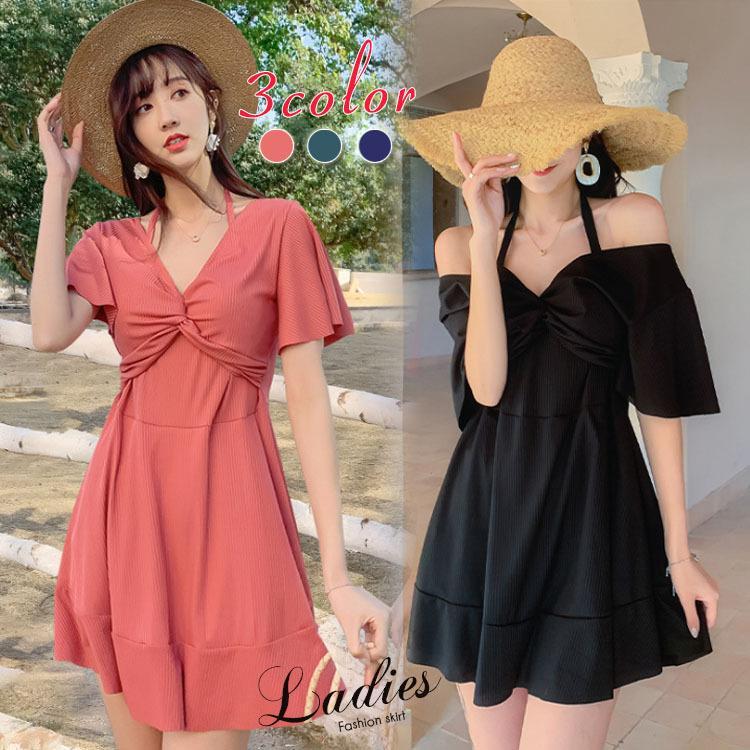 Dresses - 水着 ワンピース型 水着レディース サロペット背中出しセクシー スリム 保守 スイムウェア スイミング 女性用 温泉 ビーチ リゾート プール 海 大きいサイズ