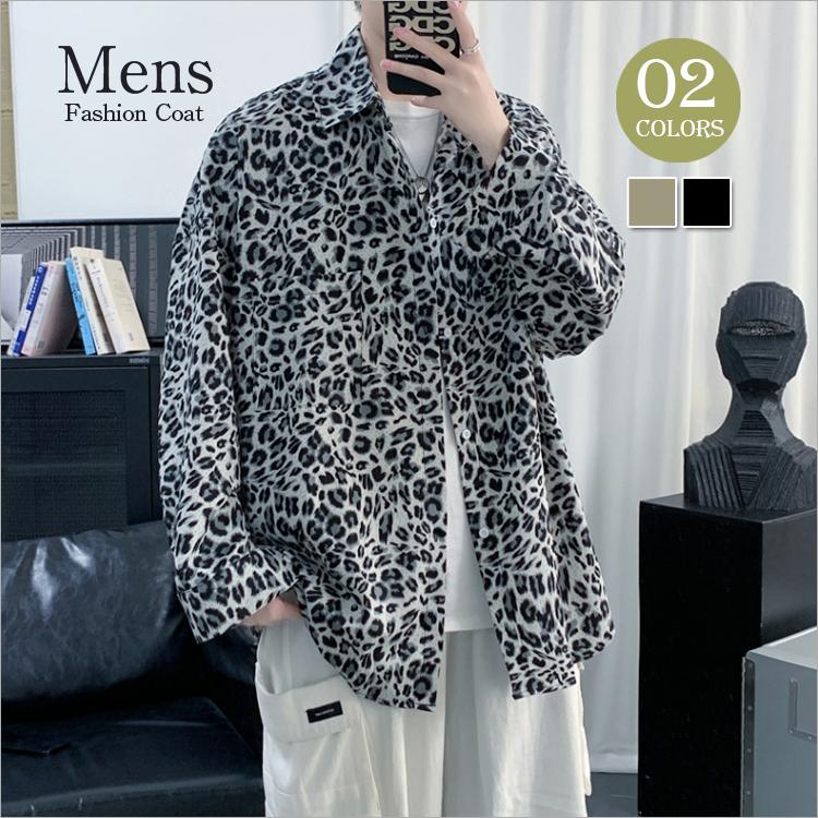 乐天商城 - 豹柄シャツ メンズシャツ 長袖シャツ トレンド カジュアルシャツ 快適 ゆったり メンズトップス メンズ 新作 送料無料 お洒落 カジュアル プリント 春 夏 流行