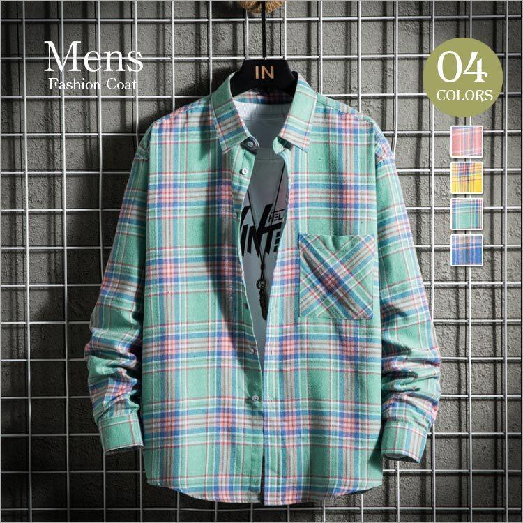 カジュアルシャツ シャツ 長袖シャツ メンズ シャツ 紳士用 チェックシャツ トップス スリム メンズ 新作 送料無料 カジュアル