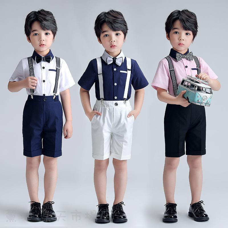 Rakuten - 男の子 スーツ フォーマルスーツ キッズ 子供 半袖 入学式スーツ 4点セット 上下セット ベスト付 タキシード 夏 卒業式 七五三 結婚式 発表会