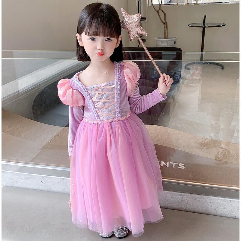 ドレス プリンセス ラプンツェル コスプレ 衣装 子供 ワンピース キッズ こども コ...