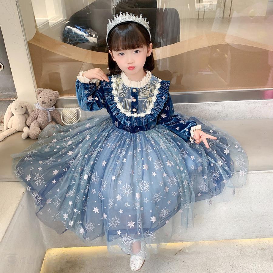 子供 新商品 コスチュームドレス キッズ プリンセスドレス ワンピース ベルベット生地 フローズン ワンピース コスプレ