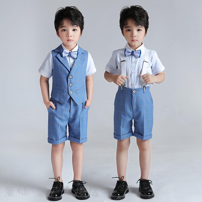 Rakuten - 半袖 5点セット 子供スーツ ベスト 半ズボン シャツ 発表会 スーツ 男の子 スーツ キッズ フォーマル 男の子 子供服 夏 卒業式 七五三 結婚式