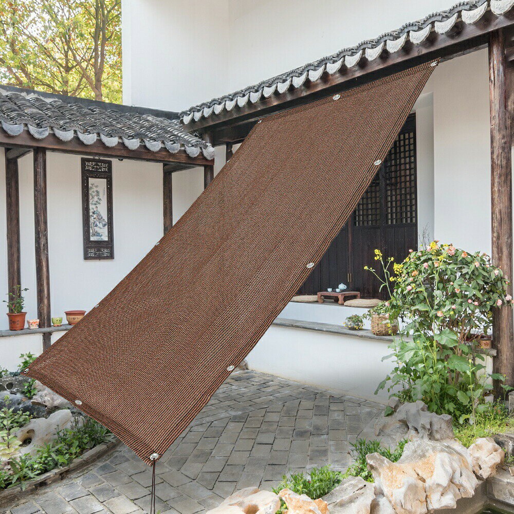 『送料無料』目隠し 日よけ180x240cm バルコニー シェード ベランダシェード モカ 日除け 簡単設置 屋外 カーテン 目隠し 目かくし シート プライバシー保護 紫外線 暑さ対策 UV対策 UVカット 省エネ おしゃれ