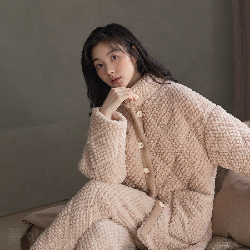 パジャマ ルームウェア レディース 着る毛布 前開き 冬 長袖 着ぐるみ 厚手 上下セット パジャマ ナイトウェア 部屋着 柔らかい おしゃれ シンプル 可愛い 3