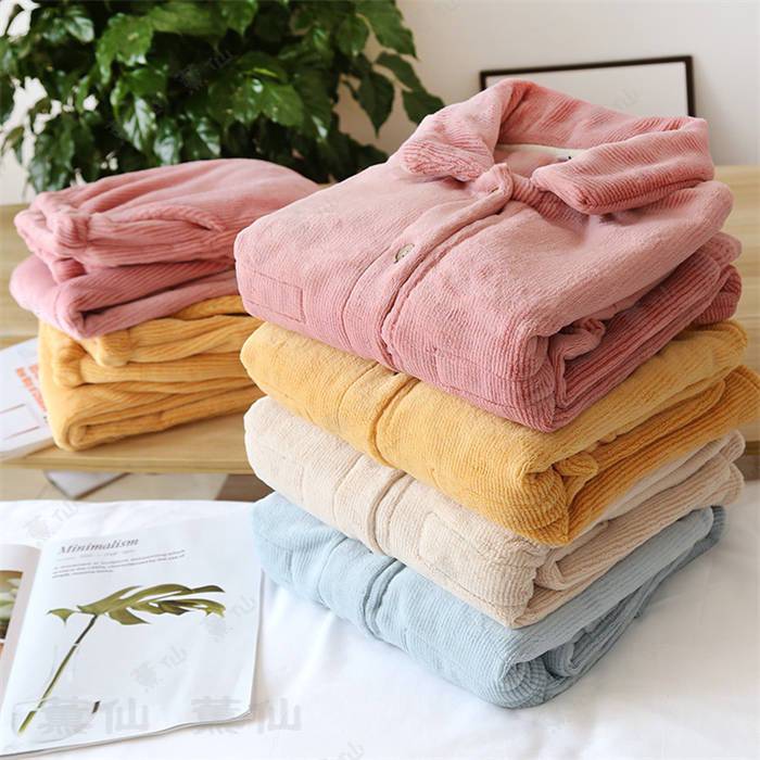 Room Wear - ルームウェア ボア セットアップ レディース 新作 フランネル 厚手 リブ 上下セット 折り襟 無地 長袖 パジャマ パンツ ロング もこもこ ボアパジャマ 前開き デザイン感 秋 冬 部屋着 大きいサイズ 暖か 保温 2点セット カジュアル シンプル 大人 防寒 快適 送料無料