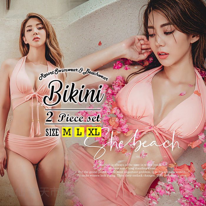 乐天商城 - 水着 レディース せくし ビキニ オシャレ 水着2点セット かわいい 体型カバー ビスチェ風 ハイウエスト ビキニ オシャレ ワイヤなし パット付き 温泉 セクシー ビキニ ショーツ無地可愛い バックシャン M L XL