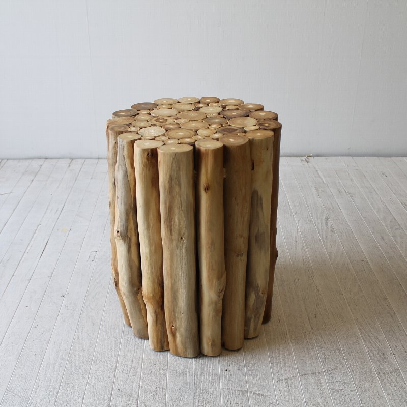 一点モノ　チーク材の個性的なスツール/小テーブル NRT-ST-126771 /RW