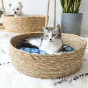 猫 ベッド 春夏用 猫用品 大型猫 ベッド 涼しい 手編み 蒲草 手作り 天然素材 通気性 清潔 快適 ペットベッド おしゃれ S