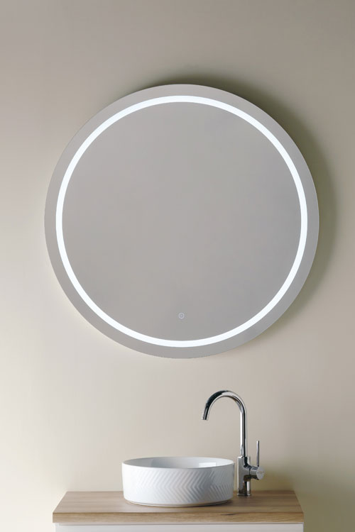 【送料無料】LEDミラー mizunohana LM108 女優ミラー 調光機能 ライト付き 鏡 ledミラー 壁掛け フレームレス ウォールミラー メイクミラー おしゃれ インテリア PSEマーク取得 くもり止め 直径900