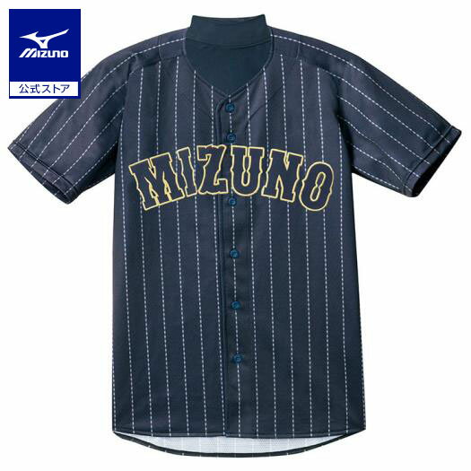 野球 シャツ 2014世界モデル ビジター メンズ ミズノ公式 Sネイビー×グレー DSストライプ 野球観戦 12JC7F20