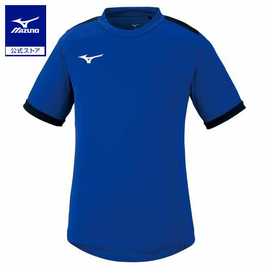 ミズノ公式 フィールドシャツ ジュニア サーフブルー×ブラックのサムネイル