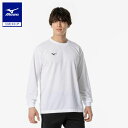 ミズノ公式 ナビドライTシャツ 長袖/丸首 メンズ ホワイト×ブラック