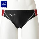 ミズノ公式 競泳用Vパンツ ジュニア ブラック×レッド