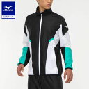 ミズノ公式 ウィンドブレーカージャケット 総裏メッシュ/ラケットスポーツ ユニセックス ブラック×ブルーグリーン クリアランス