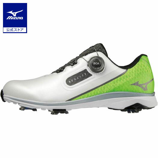 ミズノ公式 ネクスライトSLボア ゴルフ メンズ ホワイト×ライム クリアランス