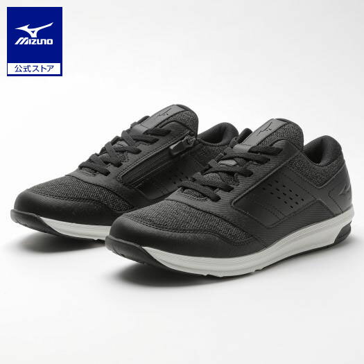 ミズノ公式 ユウドウミーII ウォーキング ユニセックス/レディース ブラック 膝にやさしい メッシュ 滑りにくい 幅広 散歩 ファスナー