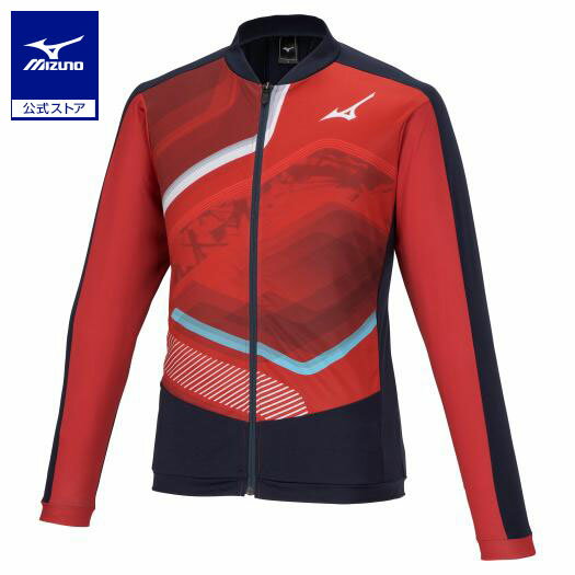 ミズノ公式 MTCウォームアップジャケット 陸上競技 ユニセックス レッド×ディープネイビー クリアランス