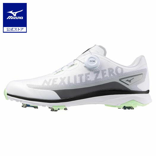 ミズノ公式 ネクスライトゼロIG ボア ゴルフ/防水 メンズ オフホワイト×ライム クリアランス