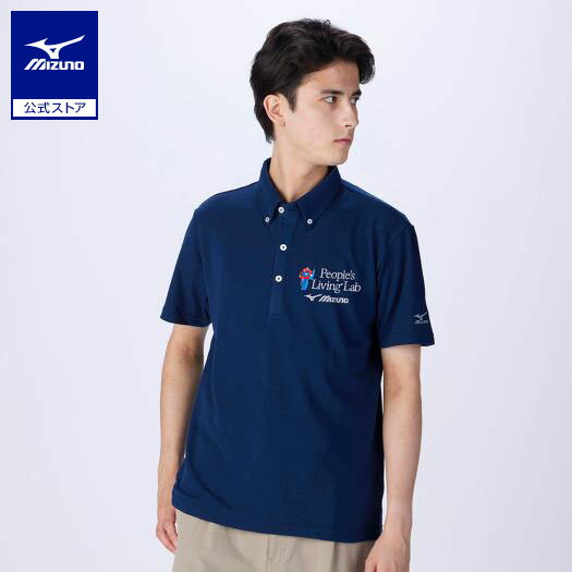 ミズノ公式 【2025 大阪・関西万博】ミャクミャク ボタンダウン半袖シャツ メンズ ネイビーのサムネイル