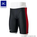 ミズノ公式 競泳用ハーフスパッツ ジュニア ブラック×レッド×チャコール