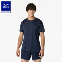ミズノ公式 Basicプラシャツ 半袖 バレーボール ユニセックス ドレスネイビー×マゼンタ バレーボール 練習着