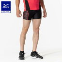 ミズノ公式 MTCレーシングタイツ ショート/陸上競技 ユニセックス ブラック×レッド クリアランス その1