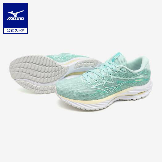 ミズノ公式 ウエーブライダー27 SW ランニング レディース アイスグリーン×ホワイト×ベージュのサムネイル